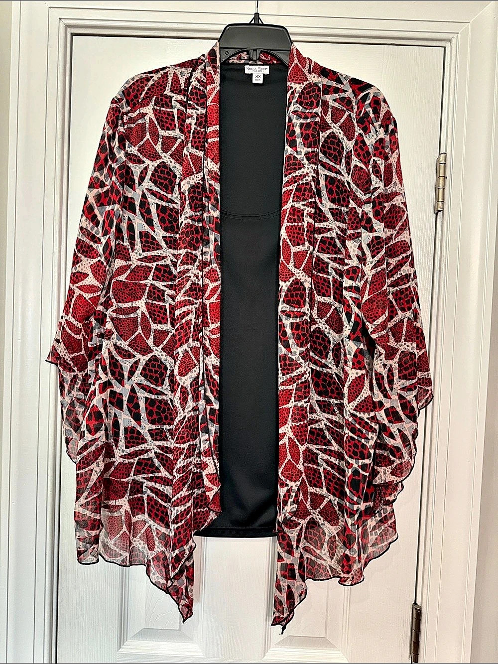 Rebecca Malone Printed Kimono Red & Black Size 3X